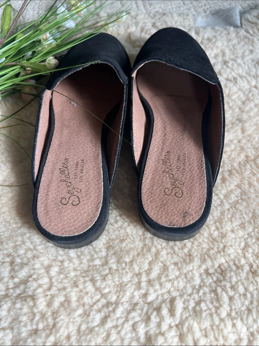 Black Suede Slip-On Mules for Women - Classic Casual Style